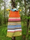 Robe enfant à capuche pointue en patchwork de coton et strech recyclés aux rayures multicolores!!!