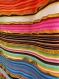 Robe enfant à capuche pointue en patchwork de coton et strech recyclés aux rayures multicolores!!!