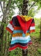 Robe enfant à capuche pointue en patchwork de coton et jersey aux couleurs douces et vives à la fois!!!