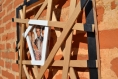 Cadre photo, cadre décoratif, contemporain et original, châssis décoré avec des baguettes en bois, travail du bois fait main, décoration murale