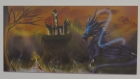 Paysage dragon, panneau pvc 3mm, 50 x 26 cm