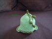Bonnet bébé laine doudou vert menthe petit lutin. 