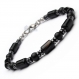 Magnifique bracelet homme/femme perles Ø 6mm pierre naturelle agate/onyx noir hématite 4mm mousqueton en acier inoxydable 