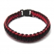 Bracelet homme style bracelet de survie - paracorde fil tressé ciré coton noir-rouge 