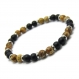 Mode tendance bracelet homme perles agate noir mat (onyx) + pierre naturelle picasso jasper 6mm + anneaux 