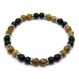 Mode tendance bracelet homme perles agate noir mat (onyx) + pierre naturelle picasso jasper 6mm + anneaux 