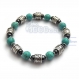 Bracelet homme perles métal couleur argent vieilli naturelle pierre howlite couleur turquoise hématite 6mm 