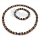 Ensemble collier + bracelet noir/marron style surfeur/surf homme perles naturelle bois + hematite a_181 