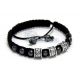 Bracelet homme style shamballa fait main sur mesure perles métal couleur argent hématite fil noir 