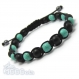 Bracelet homme perles 8mm pierre naturelle howlite couleur turquoise + agate noir mat (onyx) 
