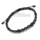 Bracelet style shamballa homme/men's perles/beads agate noir mat 5mm+ hématite gris 4mm+ fil nylon 