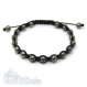 Bracelet style shamballa homme/men's perles/beads 6mm en pierre naturelle pyrite + fil nylon noir 