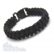 Bracelet cuir homme style bracelet de survie - paracorde fil coton ciré noir sv3 