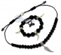 Ensemble bracelet+collier style shamballa homme/femme perles acrylique noir mat + hematite+ métal couleur argent vieilli ails 