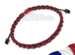 Bracelet style shamballa homme/men's perles/beads + hématite cubes 3mm+fil nylon rouge 