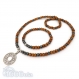 Ensemble collier + bracelet homme perles naturelle bois marron, hématite 6mm noir, pendentif en acier inoxydable 3.9cm 