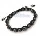 Bracelet style shamballa homme/men's pierre naturelle obsidienne 8mm + hématite gris mat 6mm + fil nylon 