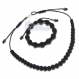 Ensemble bracelet+collier style shamballa homme/men's perles acrylique noir mat + hematite+ fil nylon 