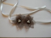 Headband mariage satin ivoire fleur en organza chocolat. 