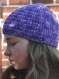 Ensemble mitaines et bonnet violet en mérinos pour jeune fille d : 56cm 