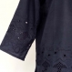 Tunique femme manches longues en coton bleu nuit motif brodé , encolure ronde 4 boutons 