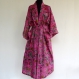 Kimono robe de chambre rose fuchsia dessin paradise 