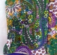 Gilet sans manches homme ou femme en coton gaudri motif paisley vert et violet 