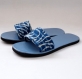 Sandales femme en cuir bleu et tissu coton block print indigo 