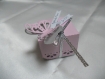 Ballotins dragées papillons en 3 dimensions rose et argent baptême, mariage, anniversaire, communion 