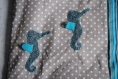 Couverture bébé, thème mer turquoise et taupe, sur commande 