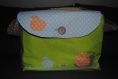 Parure sac à langer thème jardin, avec rabat, taupe, vert, bleu, orange 