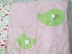 Couverture bébé vert et rose, thème oiseaux 