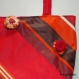 Sac cabas tissu enduit " bidache cerise" rouge/orange à rayures - 614 - 