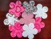 Lot de 8 fleurs papier/coton recyclé/velours/fabrication artisanale/inde 