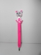 1 stylo bille recostumisé panda kawaii fluo rose pate polymère / fimo 