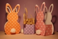 Lot de 3 boîtes "lapin" en papier motif pois pour pâques 