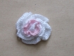 Broche vintage rose et blanche en coton 