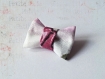 Broche "petit noeud" en tissu *rose & blanc chic* 