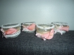 Lot de 4 photophores chic et doux à l'arum saumon sur dentelle, idée décoration de st valentin 