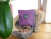 Porte monnaie en cuir violet et gris 