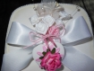 Boîte carrée ruban & dentelle (crochet) blanche mariage 