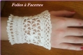 Manchette, bracelet romantique au crochet en coton blanc 