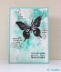 Carte d'anniversaire dérive bleutée au grand papillon 