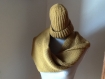 Écharpe et bonnet laine marron tricot fait main 
