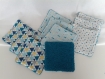 Lingettes lavables et vide poche réversible assorti style scandinave bleue 