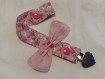 Attache-tétine en tissus avec pression et attache type bretelle - tissus fleuri esprit japonnais et petit noeud 