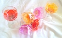 6 verres-fleurs "douceur sévillane " en coloris chaleureux peints main c.kim 