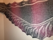 Châle en laine tricote main noir - fuchsia 