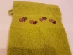 Gants de toilette personnalisé, vert pomme, double coeur violet, sur commande, fait mains, broderie 