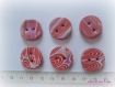 Lot 6 boutons ronds roses